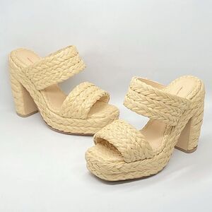 Bottega Veneta Trinity Weave Raffia Platform Sandals size 36